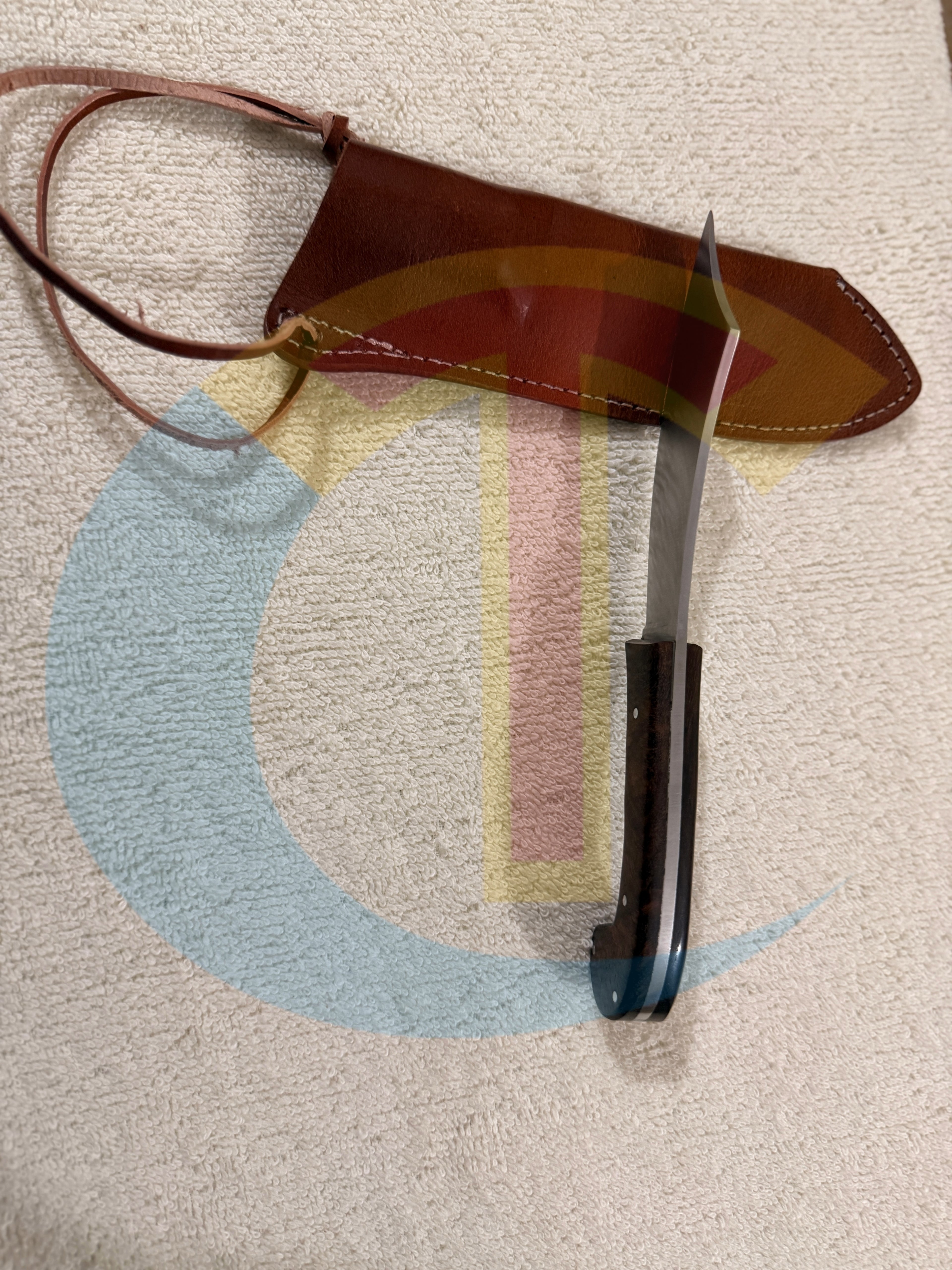 Handcrafted Curved Hunting Knife with Leather Sheath